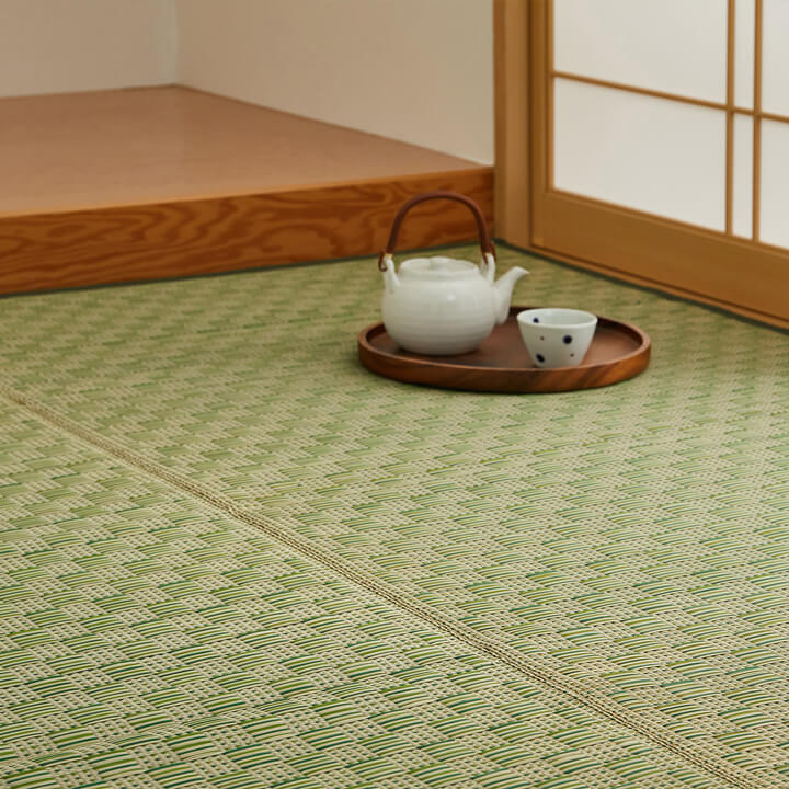 い草花ござ 柄上敷き 若月｜江戸間・本間 （い草カーペット