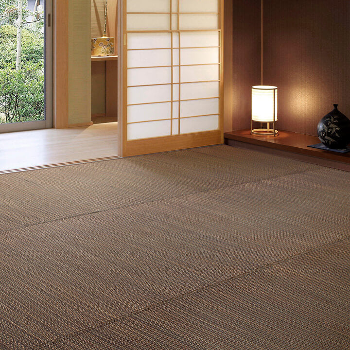 い草花ござ 柄上敷き 南風｜江戸間 （落ち着いたブラウンのい草
